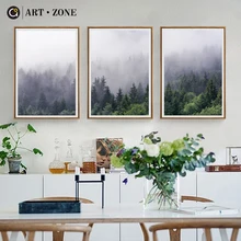 ФОТО art zone nordic decoration canvas painting forest landscape wall art canvas poster print oil painting living room home decor