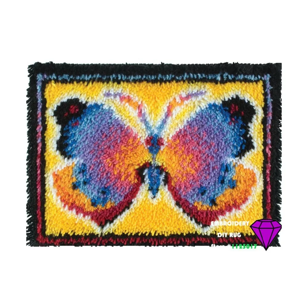 

embroidery butterfly DIY carpet picture handmade Carpet shaggy rug Mat Rug Needlework Kit Unfinished Crocheting Cushion 52*38cm