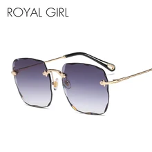 Королевские Женские квадратные солнцезащитные очки, женские новые обрезные солнцезащитные очки без оправы, женские брендовые дизайнерские металлические градиентные очки UV400 ss169