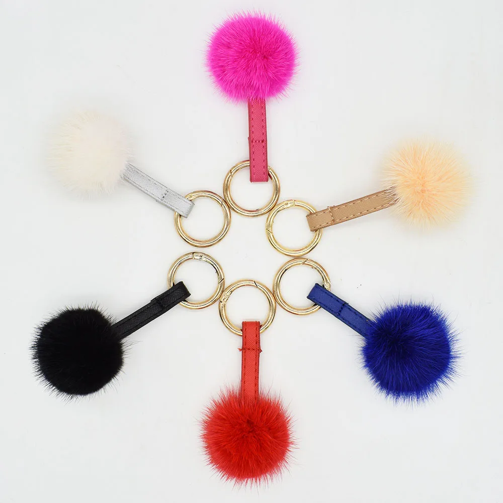mink fur ball keychain colors 1