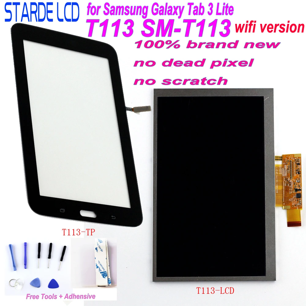 

Starde LCD for Samsung Galaxy Tab 3 Lite T113 SM-T113 Wifi Version LCD Display Touch Screen Digitizer Sense with Free Tools