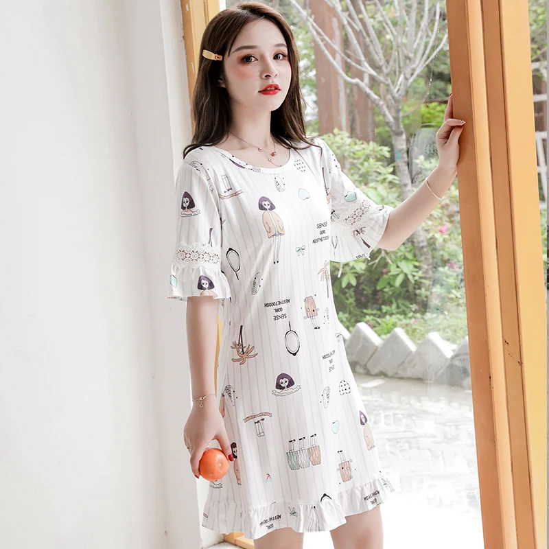 Latest Women \u0026 Girl Casual Short Sleeve Night Dress Sleepwear Nightgown  Summer Nightwear Home Dress Cute Home Wear - buy at the price of $12.95 in  aliexpress.com | imall.com