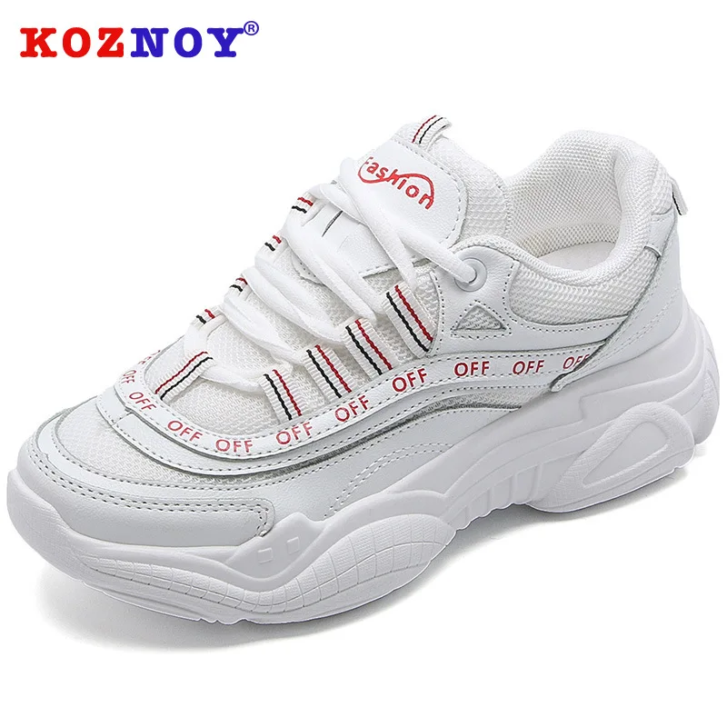 

Koznoy Sneakers Women Spring Mesh Breathable Dropshipping Leisure Fashion Thick Bottom Round Toe Wear Resistant Women Shoes