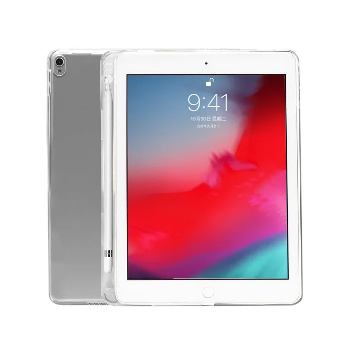 Чехол для iPad Pro 10,5 и Air 3 tpu Мягкий силиконовый умный чехол для iPad 10,5 чехол с держателем карандаша прозрачная задняя крышка - Цвет: Прозрачный