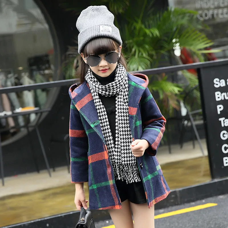 

Girls Children's Wear Spring Autumn New Korean Plaid Long-sleeved Kids Coat Clothing Green Yellow