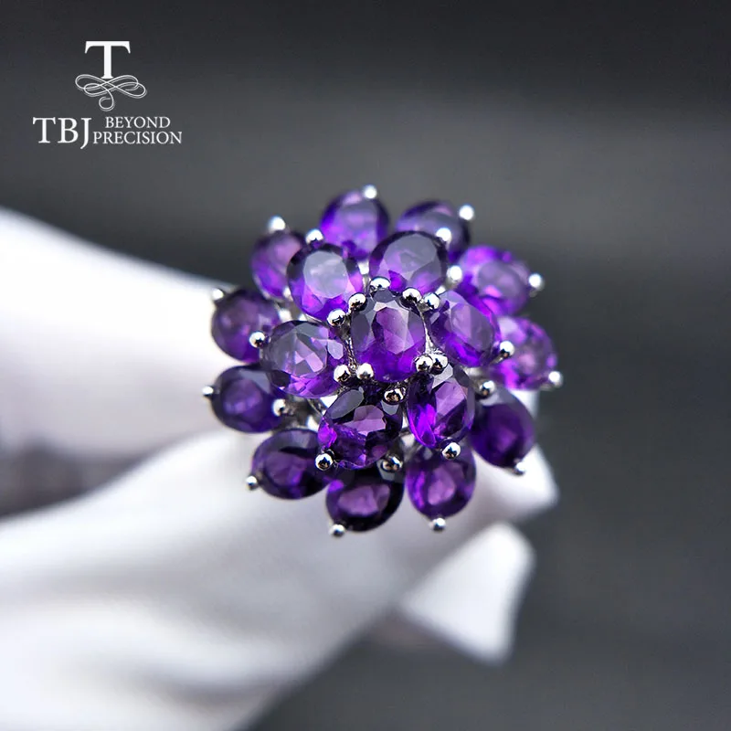 Женское кольцо с аметистом TBJ подарочное Ювелирное Украшение из серебра 925 пробы