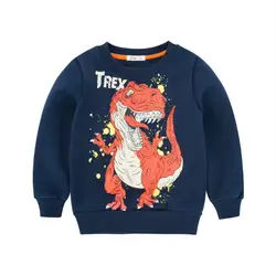 Осенне-зимний хлопковый свитер с длинными рукавами для маленьких мальчиков, одежда с рисунком динозавра, новая дизайнерская футболка, хит
