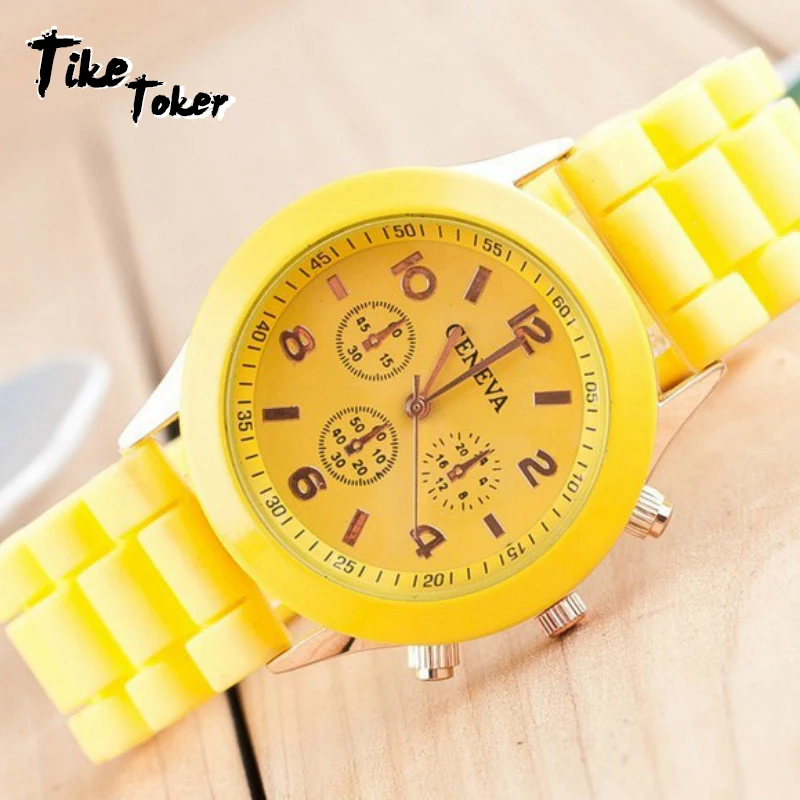 TIke Toker, роскошные брендовые Силиконовые кварцевые часы для женщин и мужчин, Дамская мода, браслет, наручные часы, наручные часы, relogio feminino masculino