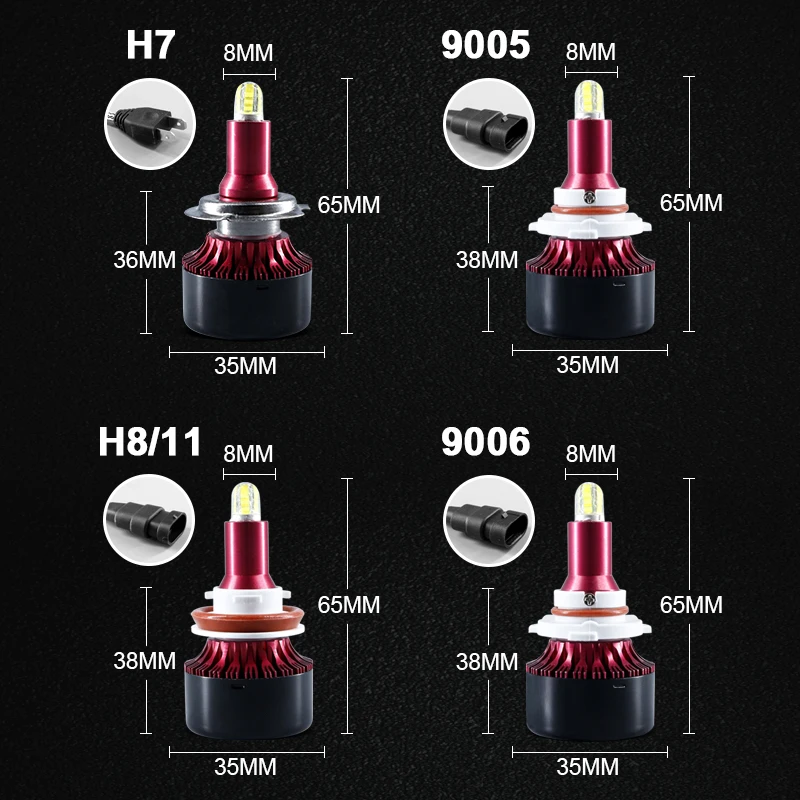 Светодиодный светильник с 8 боками CSP h7 HB3 9005 HB4 5202 H1 H3 H8 H11 противотуманный 880 881 H27