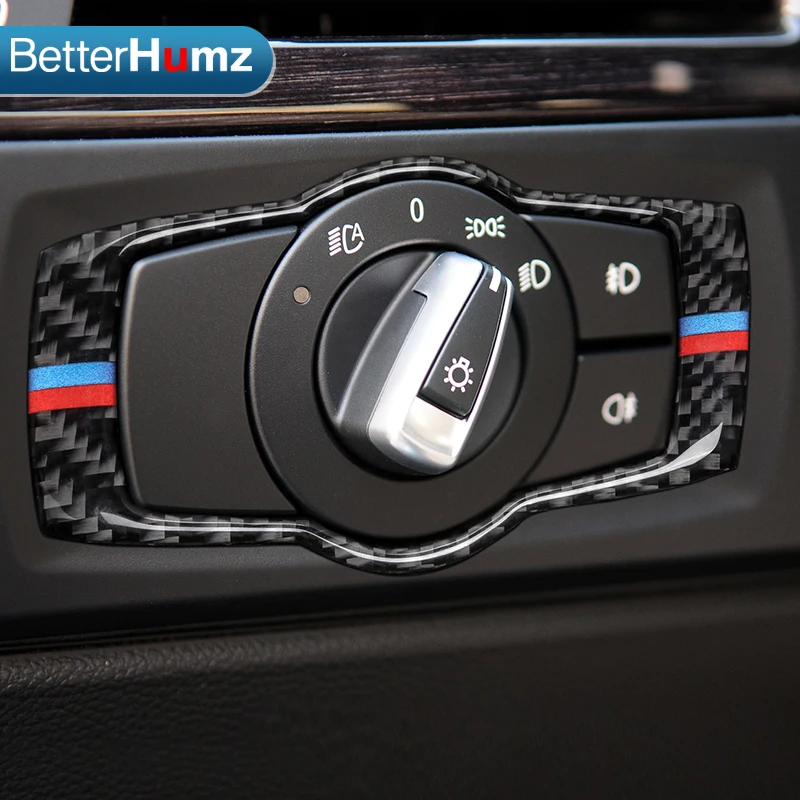 

For BMW E90 E92 E93 2008-2012Interior Carbon Fiber Headlight Switch Buttons Cover Trim Car Styling Stickers 3 Series Accessories