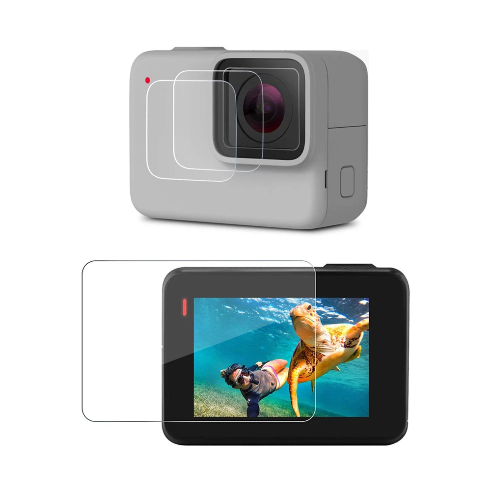 

Tempered Glass Lens + LCD Screen Protector for GoPro Hero 7 Silver / White Action Camera Protective Film for Go Pro Accessory