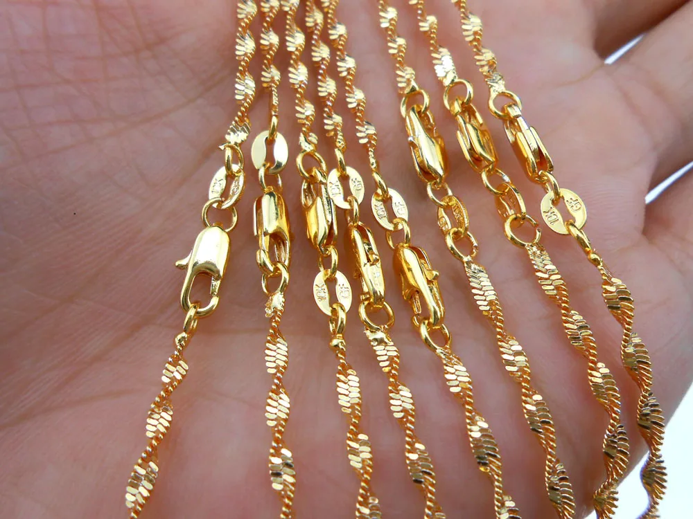 

5PCS Fashion Jewelry 20" Gold Filled Double Water Wave Necklace Chain Women's Necklace Lobster Clasp Wedding Party Gift
