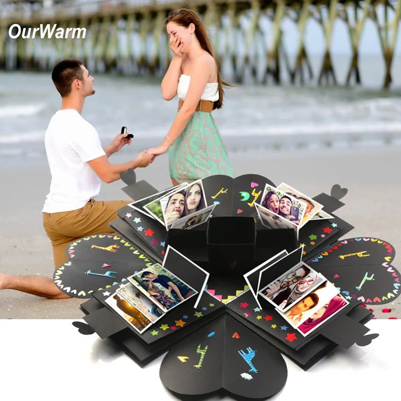

Black Paper DIY Photo Explosion Gift Box Birthday Party Unique Design Surprise Fashion Creative