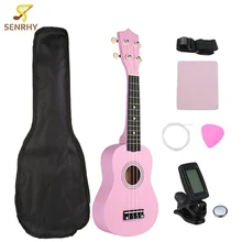 21″ Pink Soprano Basswood Ukulele Uke Hawaii Bass Guitar Guitarra Musical Instruments Set Kits+Tuner+Strings+Strap+Case