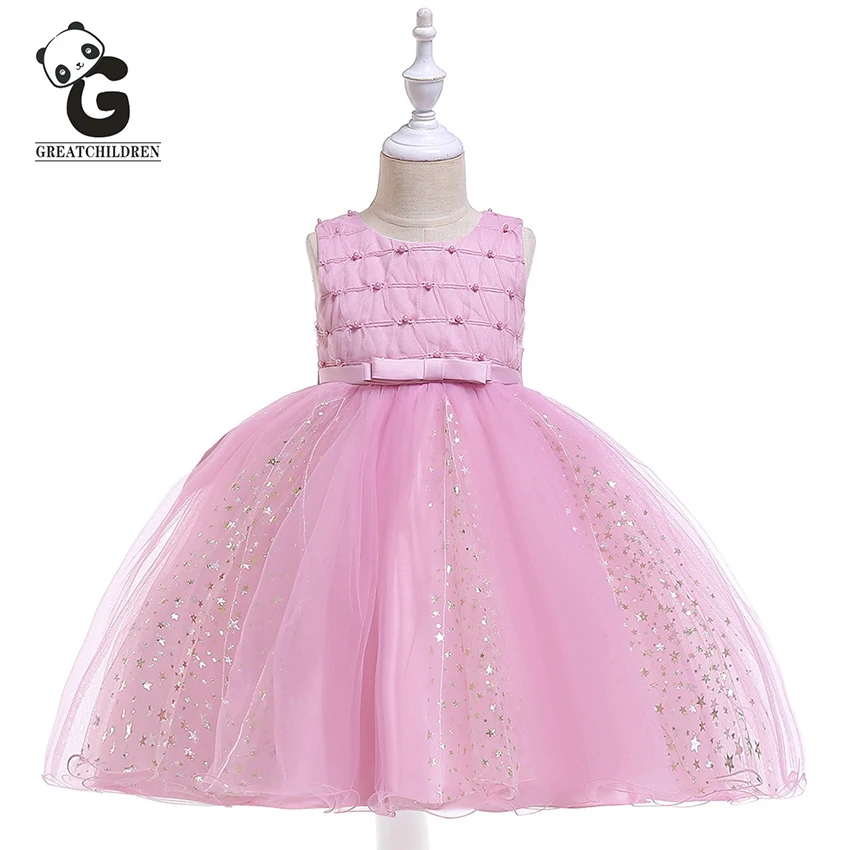 

New Kids Dresses for Girls Wedding Dress Pearls Handmade Gowns Flower Girl Princess Dress Communion Pageant Evening Dresses