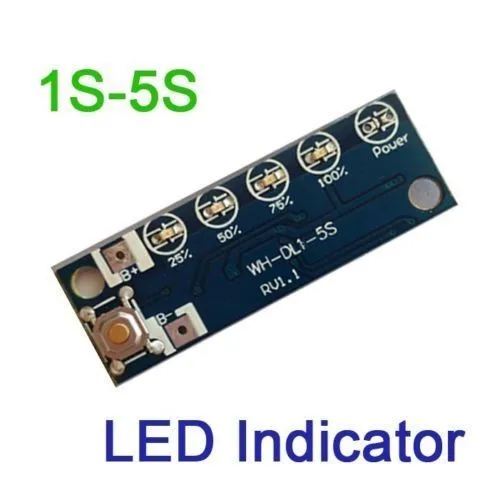 

1S 2S 3S 4S 5S Lithium Charging Battery Voltage Capacity Percent Level LED Indicator charger display 18650 Li-ion batteries W