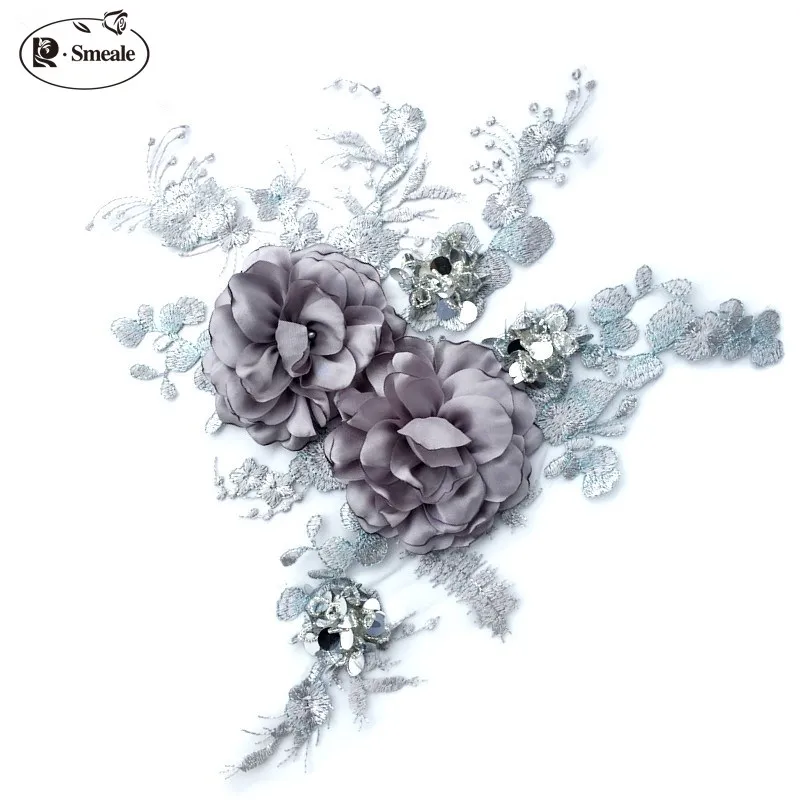1 Piece / Handmade DIY Grey Fabric, Flowers, Lace Cloth Patch, Patch