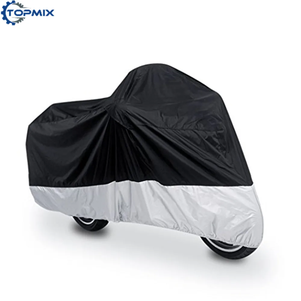 Black and Silver Outdoor Motorcycle Bike Moped Scooter Cover Waterproof