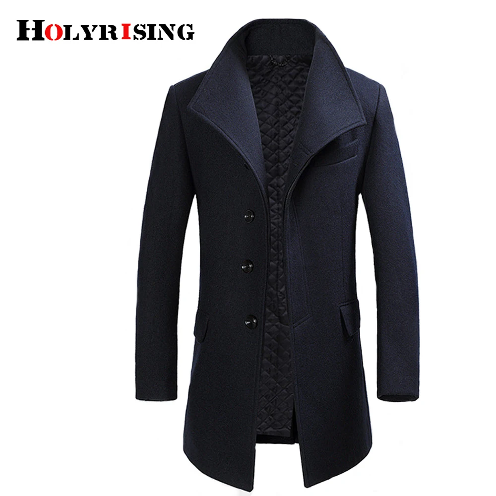 Holyrising Casaco Masculino Inverno Thicken Wool Coat Men Turn Collar Overcoat Single Button Woolens Jacket For Men 18402-5 Holyrising Casaco Masculino Inverno Thicken Wool Coat Men Turn Collar Overcoat Single Button Woolens Jacket For Men 18402-5