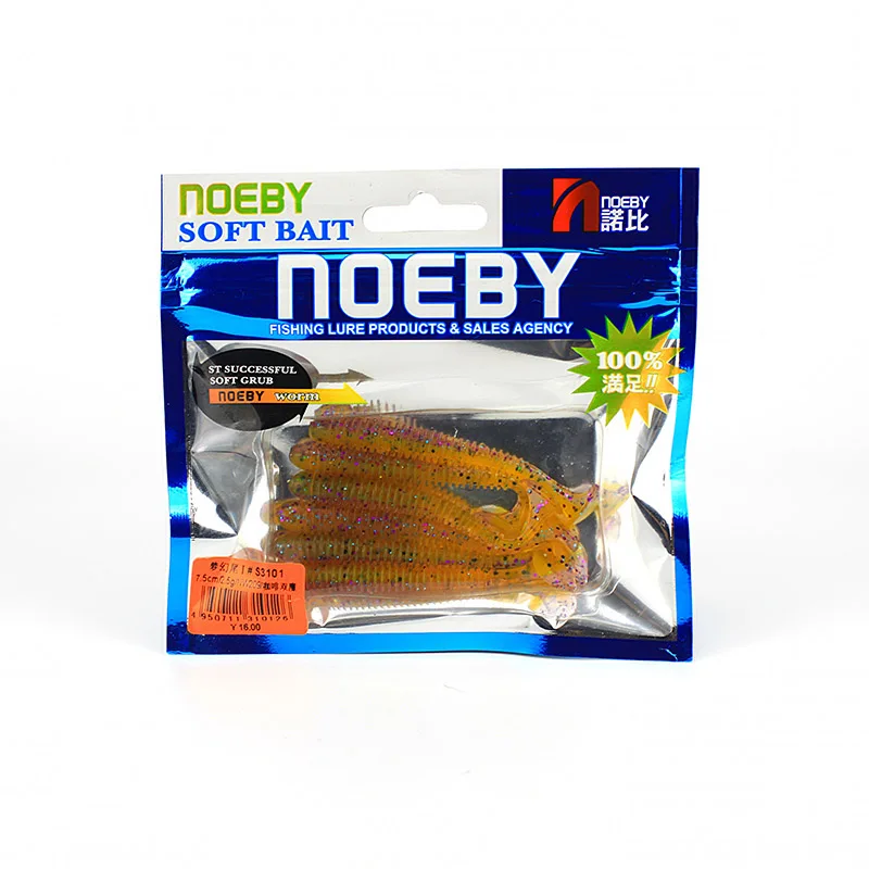 NOEBY, 6 шт./лот, Мягкая приманка, 75 мм/2,5 г, Т-образный хвост, рыболовные приманки, мягкий червь, Япония, Shad, плавающая приманка, джиг, голова для ловли нахлыстом, силиконовая резиновая Рыба - Цвет: NW209