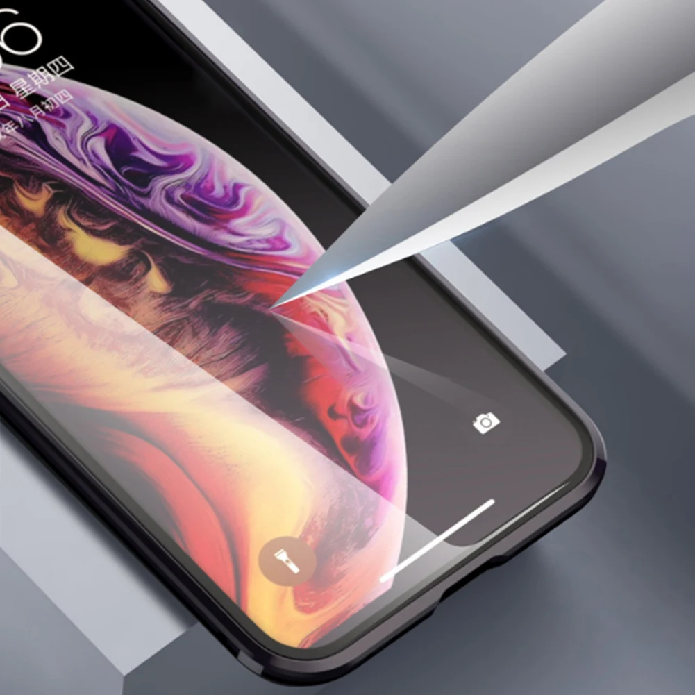 Магнитный металлический чехол из стекла для iPhone XS MAX XR X 7 8 Plus 11 двухсторонний Магнитный защитный чехол из закаленного стекла для samsung