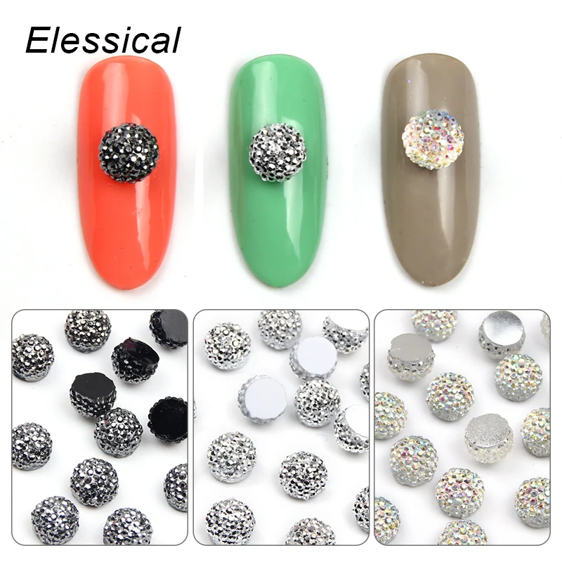 ELESSICAL 20pcs Resin Half Beads Nail Charms Lovely Gypsophila Flatback