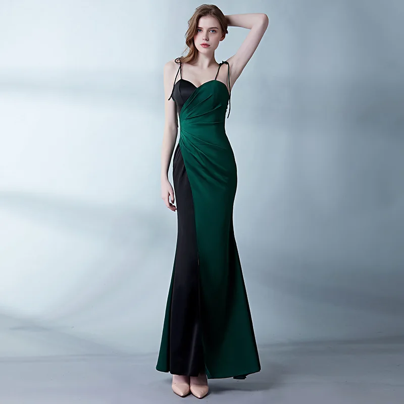 Green Beauty Emily, модное сексуальное вечернее платье на бретельках, длинное платье с v-образным вырезом, без рукавов, платье русалки, вечерние платья, платья на выпускной, открытая спина, Vestido de noche - Цвет: Green