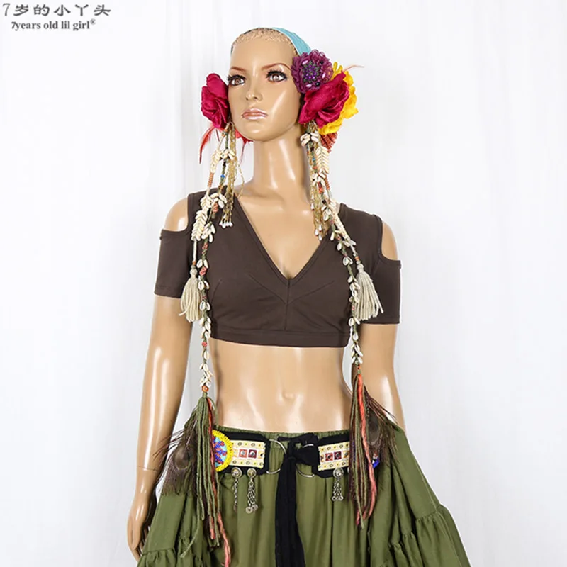 Нижнее белье из хлопка и лайкры для танца живота Choli прямая короткий рукав Топ