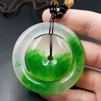

Natural JADESt pendant carved beautiful double circle Donut Pendant Necklace exquisite men and women