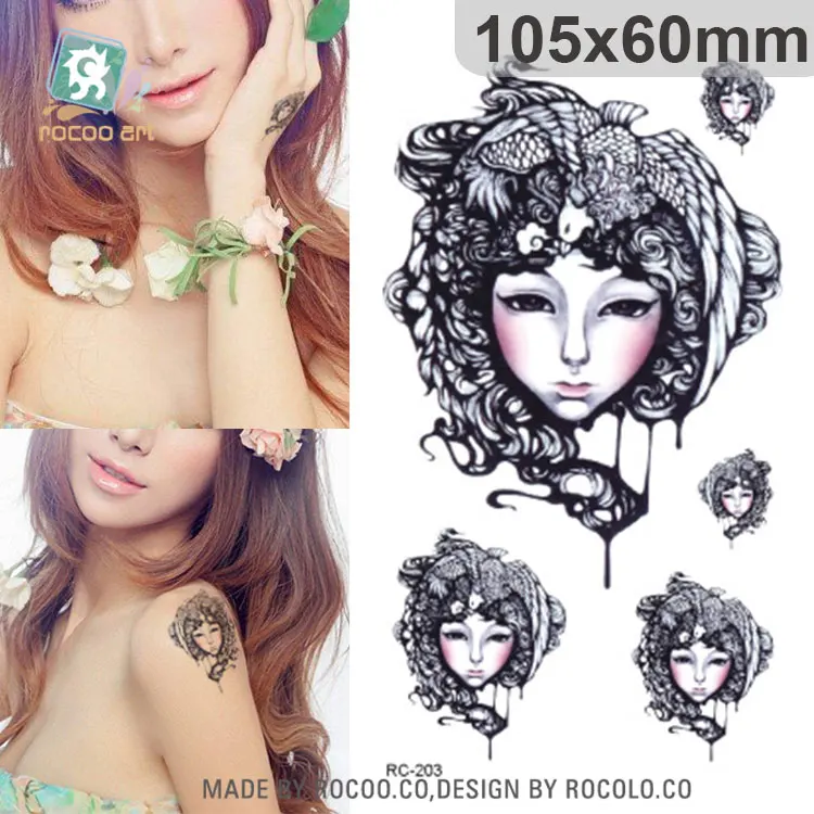 

RC-203 Sexy Waist Shoulder Water Transfer Tattoo Decal Waterproof Temporary Tattoo Sticker Vintage Girl Head Fake Tattoo