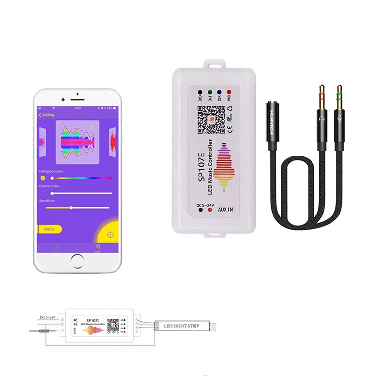 SP107E SPI wifi Bluetooth Pixel IC контроллер по смартфону приложение для WS2812B WS2813 SK9822 SK6812 RGBW LPD8806 полоса DC5-24V