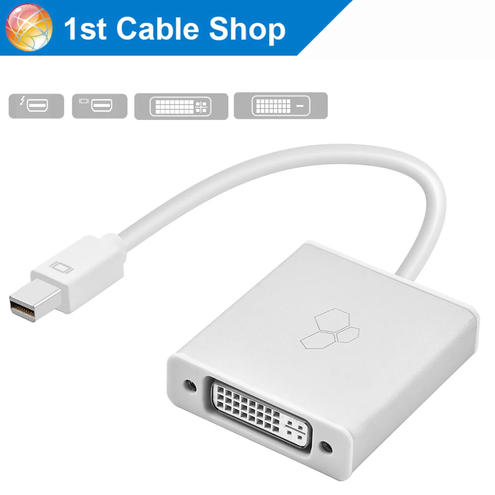 Premium Mini DP to DVI cable adapter Thunderbolt 1/2 supported for