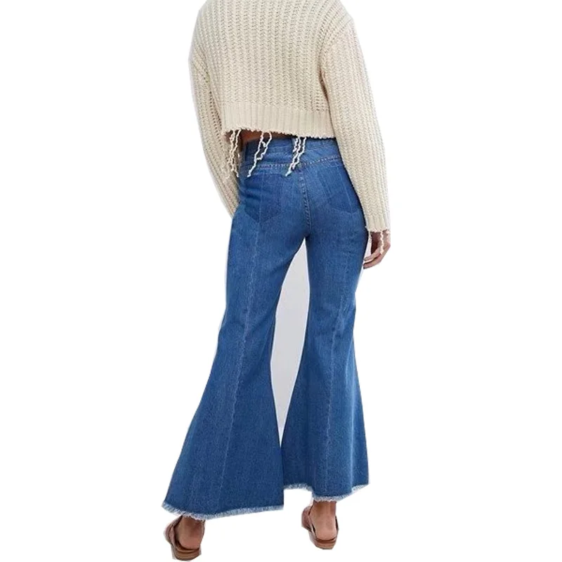 Джинсы женские с высокой талией плюс размер тонкие расклешенные джинсы леггинсы свободные модные весенне-осенние штаны по лодыжку ковбойские брюки