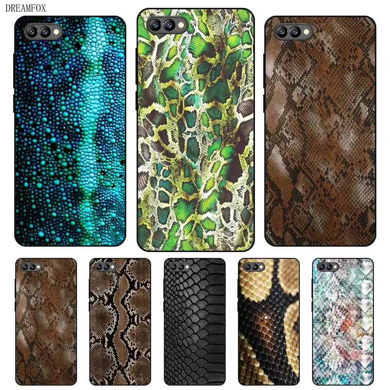 N398 Snake Skin Black Silicone Case Cover For Huawei Honor 8C 8X 9 10 20i V10 V20 Note10 Max Lite Magic2 |