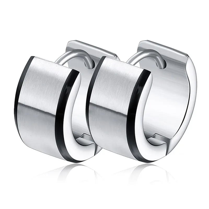 

Perfect Polished Black Plated Hoop Earrings Men Jewelry Stainless Steel Wide Earring Fashion Jewellery Rock Brincos 2018 Earings