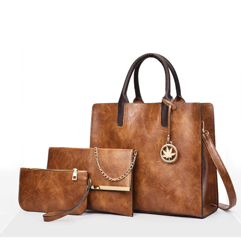 

2019 New PU female bag European and American simple bag multi-piece bag