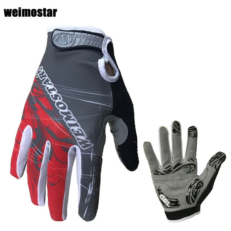 Weimostar الدراجات قفازات صدمات gel مبطن دراجة قفاز الرجال دراجة كاملة اصبع قفازات mtb سباق قفازات ماركة البيضاء
