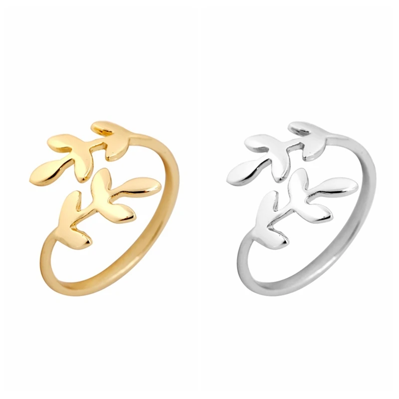 

Hfarich Elegant Gold Sliver Color Leaf Rings for Women Korean Style Trendy Leaves Ring Daily Party Wedding Jewelry femme