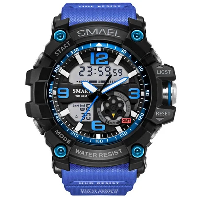 Новинка, роскошные Брендовые спортивные часы для мужчин, G стиль, водонепроницаемые спортивные военные часы S-Shock, мужские Модные кварцевые светодиодный цифровые часы - Цвет: Синий