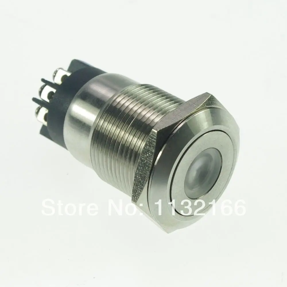 

19mm LED Color Orange Stainless Steel Dot illuminated Momentary Push Button Switch 1NO 1NC 6 Pin Screw 6/12/24/36V/48V/110V/220V
