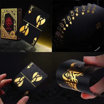 

Creative Gold Plastic PVC Poker Waterproof Magic Playing Cards Table Game 55pcs