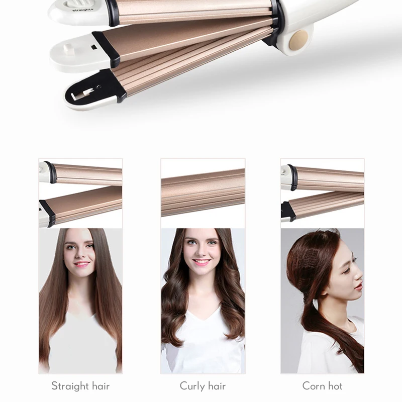 Mini Electric Ceramic Hair Curler Straight Hair Flat Iron Corn Foldable Hair Straightener Female Household DIY Styling Tool 38D