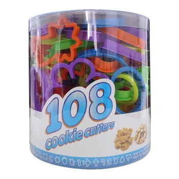 

108 Pcs Biscuit Mold Animal Number Heart Flower Dinosaur Round Star Letter Shape Form Gingerbread Cookie Stamp Cutter Set
