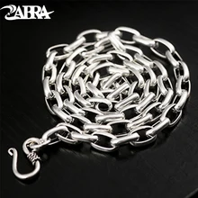 ZABRA Real 925 Sterling Silver Link Chain 6mm 45 60cm Men Women Necklace Vintage Steampunk Retro