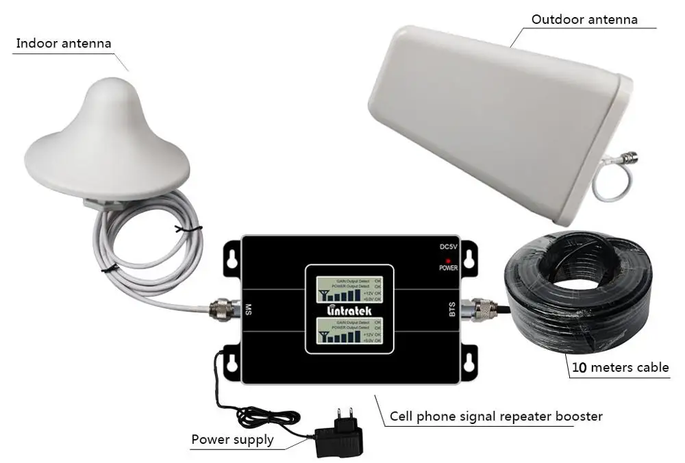 Lintratek 2 г/4 гРепитер сигнала GSM 2 г 900 мГц и LTE 4 г 1800 мГц 65dB Двухполосный усилитель 4 г Repetidor де Sinal cellular с антенной 2g 4g 900+1800 BAND 3 комплект для ретранслятора сигнала мобильного телефона 4g