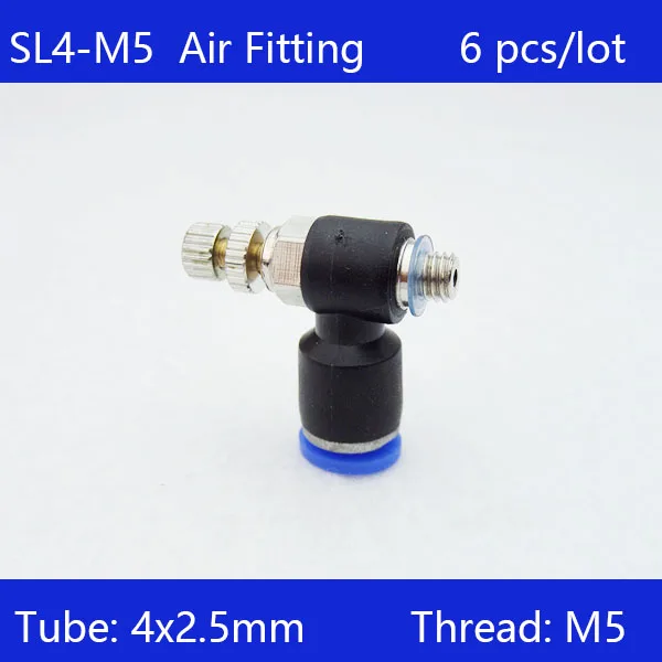 

Free shipping HIGH QUALITY 6pcs Pneumatic Piping Speed Controller One Touch Fitting 4mm to M5 Male Thread SL4-M5