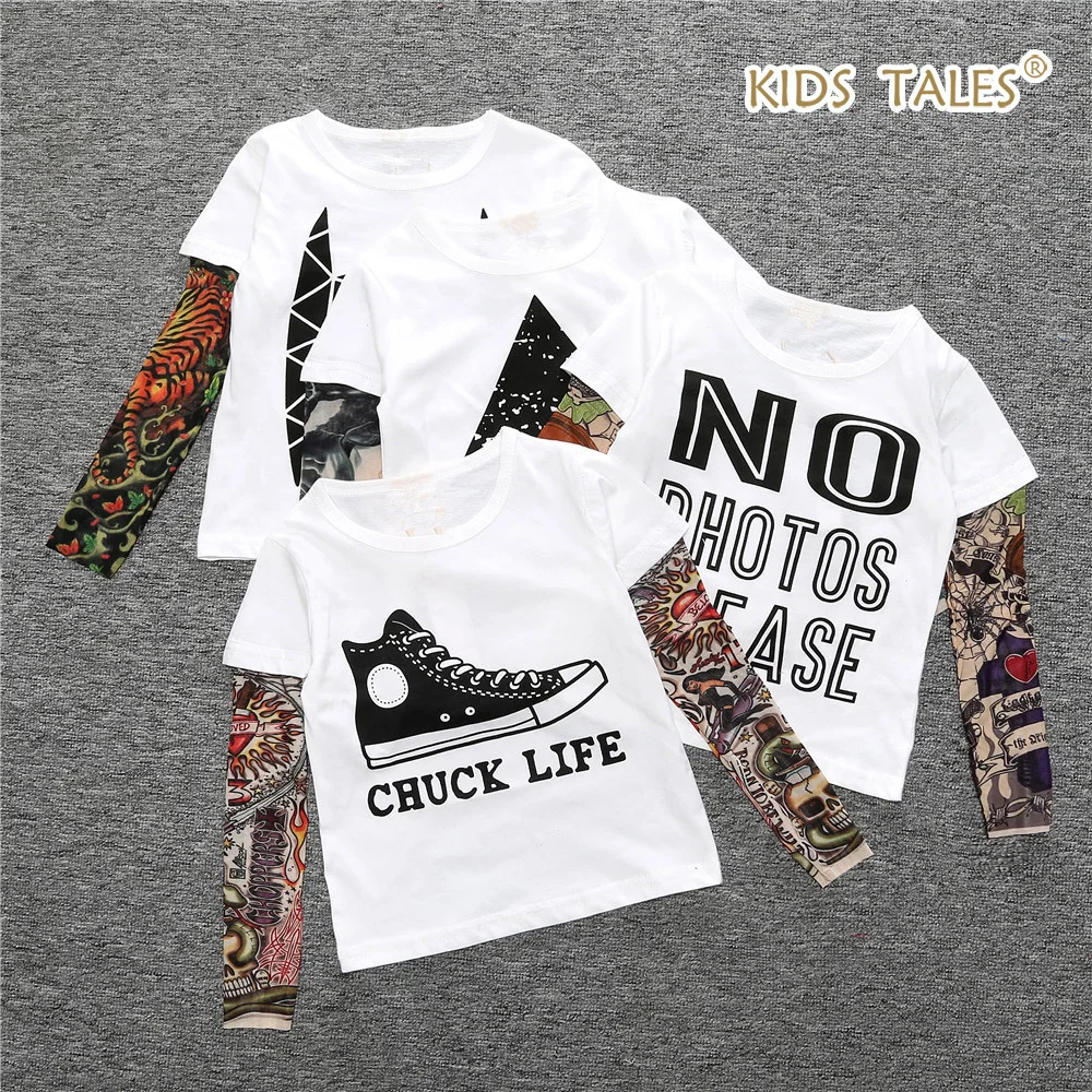 2017 Hip Hop Laki Laki Perempuan Keren Kartun Cetak Tato Lengan T