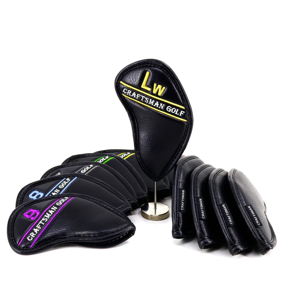 جديد وصول شحن مجاني حرفي 12 قطعة جديد سميكة بو الجلود الاصطناعية متعددة اللون جولف الحديد غطاء رأس غطاء الرأس