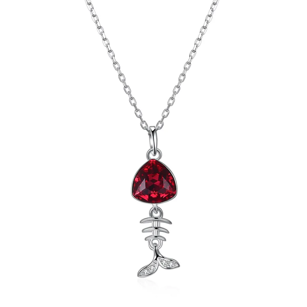 

INALIS Trendy Sexy Jewlery 925 Sterling Silver Crystals from Swarovski Cute Fish Bone Crystal Pendant Necklaces Women Wholesale