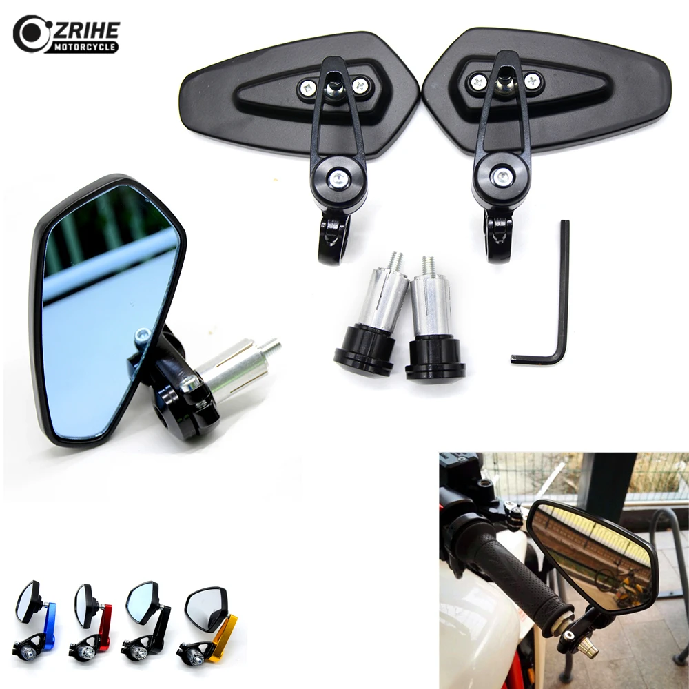 Universa Black Motorcycle View Mirror Side Rear 22/24mm Handlebar grips Mirror For ducati monster 400 620 695 696 796 honda ktm